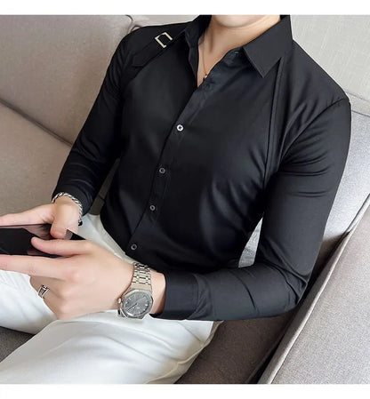 Strap Decorative Design Shirt Mens